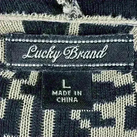 Lucky Brand Waterfall Cardigan Black Tan Aztec Tribal Geometric Abstract Cotton - Picture 10 of 13